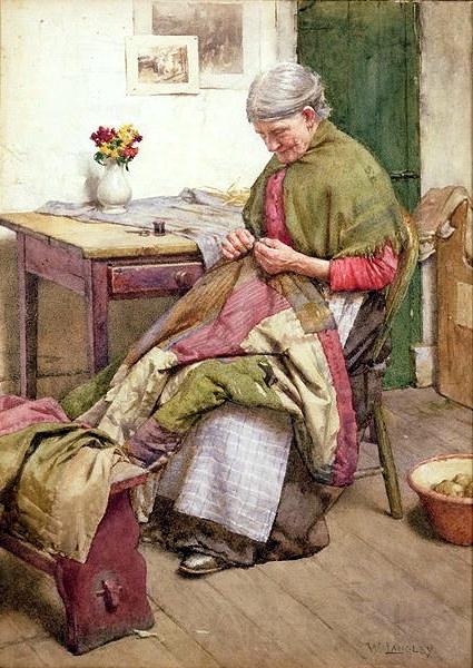 Walter Langley.RI The Old Quilt France oil painting art
